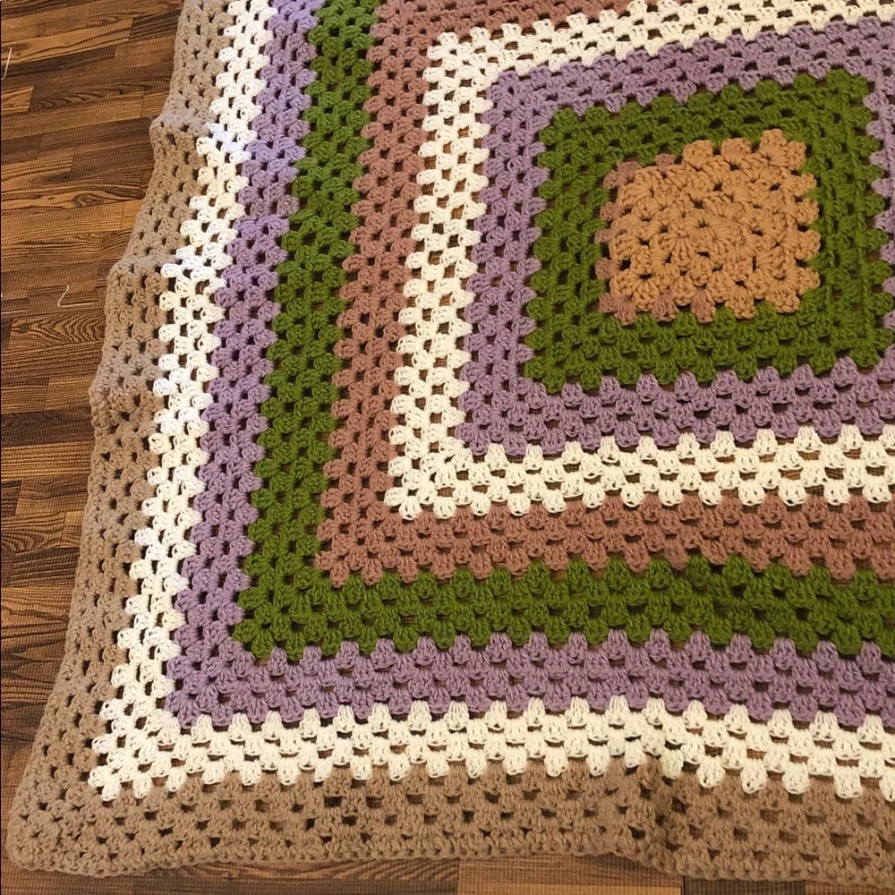 Handmade Multicolor Crochet Blanket 34 inch square
